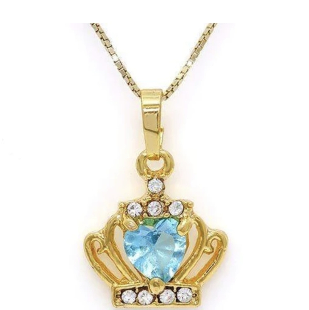 CREATED SWISS BLUE TOPAZ & FLAWLESS CREATED DIAMOND 18K GOLD PLATED
